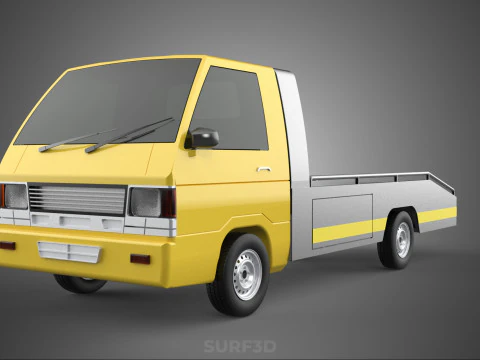 Tiefbett-Abschleppwagen, Autotransporter, geparkt, Abholung durch Bergungsdienst 3D Modell