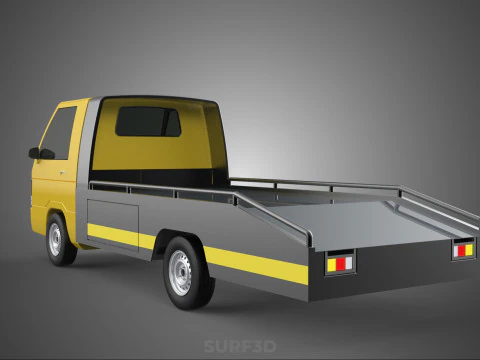 Tiefbett-Abschleppwagen, Autotransporter, geparkt, Abholung durch Bergungsdienst 3D Modell