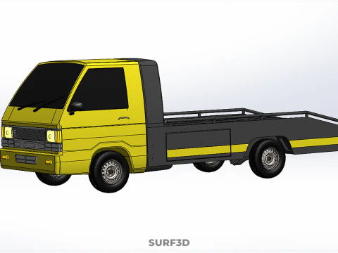 Tiefbett-Abschleppwagen, Autotransporter, geparkt, Abholung durch Bergungsdienst 3D Modell