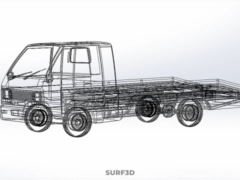 Tiefbett-Abschleppwagen, Autotransporter, geparkt, Abholung durch Bergungsdienst 3D Modell