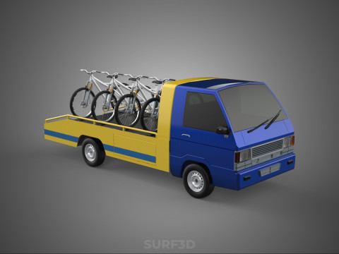 BICYCLE MOUNTAIN BIKE MTB TRAIL TOW TRUCK FLATBED TOWING PICK UP 3D Model
