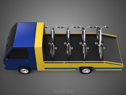 BICYCLE MOUNTAIN BIKE MTB TRAIL TOW TRUCK FLATBED TOWING PICK UP 3D 模型