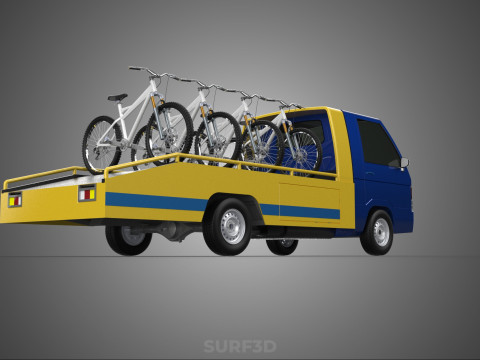 BICYCLE MOUNTAIN BIKE MTB TRAIL TOW TRUCK FLATBED TOWING PICK UP 3D 模型
