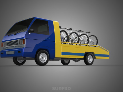 BICYCLE MOUNTAIN BIKE MTB TRAIL TOW TRUCK FLATBED TOWING PICK UP 3D 模型