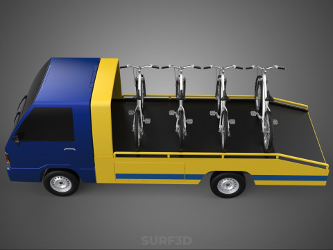 BICYCLE MOUNTAIN BIKE MTB TRAIL TOW TRUCK FLATBED TOWING PICK UP 3D 模型