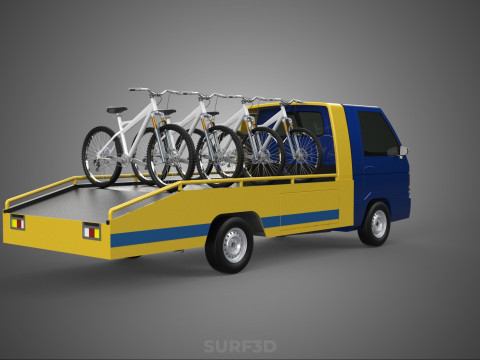 BICYCLE MOUNTAIN BIKE MTB TRAIL TOW TRUCK FLATBED TOWING PICK UP 3D 模型