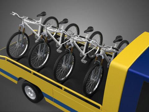 BICYCLE MOUNTAIN BIKE MTB TRAIL TOW TRUCK FLATBED TOWING PICK UP 3D 模型