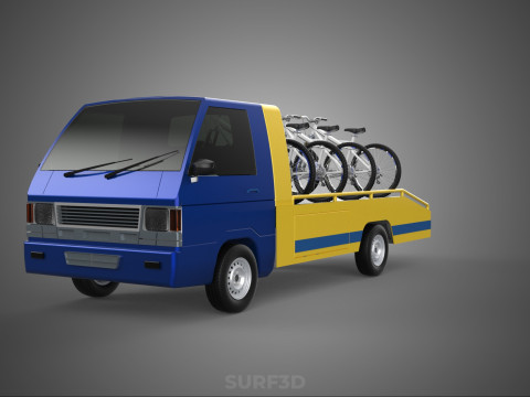 BICYCLE MOUNTAIN BIKE MTB TRAIL TOW TRUCK FLATBED TOWING PICK UP 3D 模型
