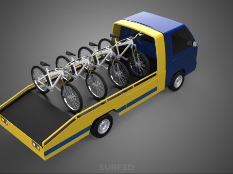 BICYCLE MOUNTAIN BIKE MTB TRAIL TOW TRUCK FLATBED TOWING PICK UP 3D 模型