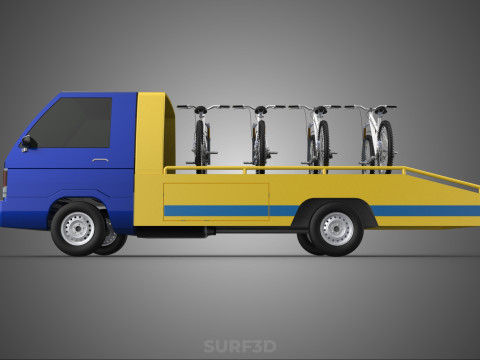 BICYCLE MOUNTAIN BIKE MTB TRAIL TOW TRUCK FLATBED TOWING PICK UP 3D 模型