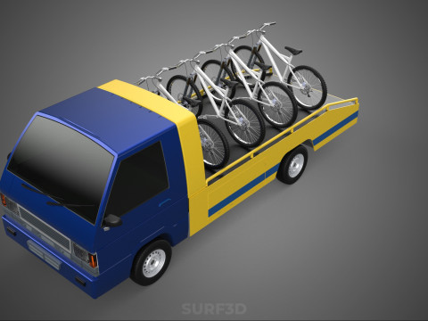BICYCLE MOUNTAIN BIKE MTB TRAIL TOW TRUCK FLATBED TOWING PICK UP 3D 模型