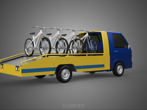 BICYCLE MOUNTAIN BIKE MTB TRAIL TOW TRUCK FLATBED TOWING PICK UP 3D 模型
