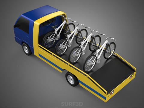 BICYCLE MOUNTAIN BIKE MTB TRAIL TOW TRUCK FLATBED TOWING PICK UP 3D 模型