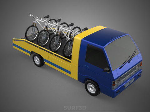 BICYCLE MOUNTAIN BIKE MTB TRAIL TOW TRUCK FLATBED TOWING PICK UP 3D 模型