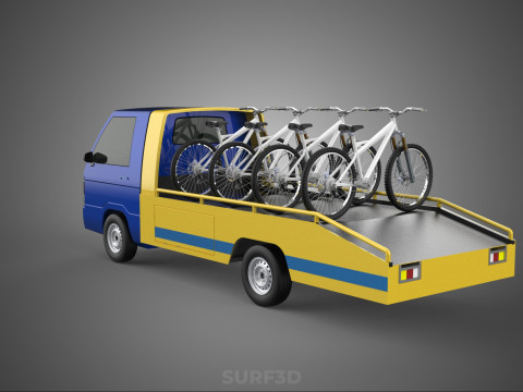 BICYCLE MOUNTAIN BIKE MTB TRAIL TOW TRUCK FLATBED TOWING PICK UP 3D 模型