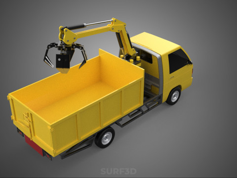 TRUCK HYDRAULIC CRANE GRAPPLE ARM SKIP BIN WASTE RECYCLE PICK UP 3D Model