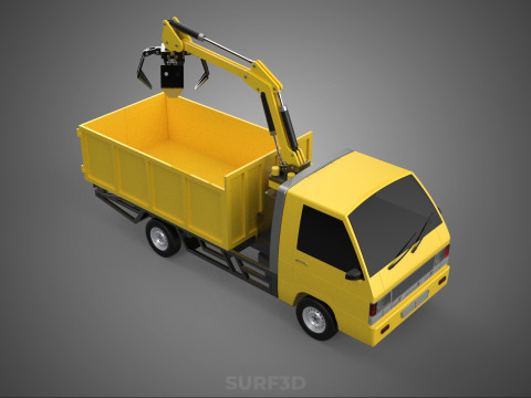 TRUCK HYDRAULIC CRANE GRAPPLE ARM SKIP BIN WASTE RECYCLE PICK UP 3D Model