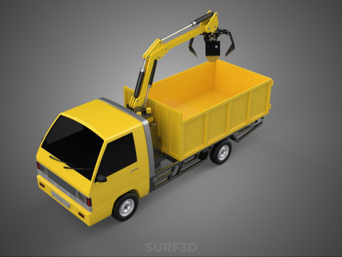 TRUCK HYDRAULIC CRANE GRAPPLE ARM SKIP BIN WASTE RECYCLE PICK UP 3D Model