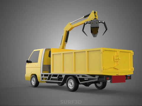 TRUCK HYDRAULIC CRANE GRAPPLE ARM SKIP BIN WASTE RECYCLE PICK UP 3D Model