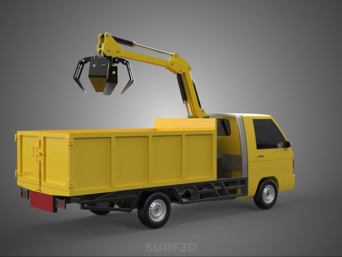 TRUCK HYDRAULIC CRANE GRAPPLE ARM SKIP BIN WASTE RECYCLE PICK UP 3D Model