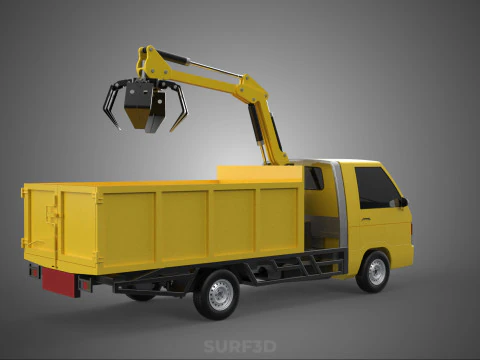 TRUCK HYDRAULIC CRANE GRAPPLE ARM SKIP BIN WASTE RECYCLE PICK UP 3D Model