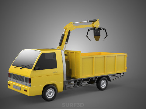 TRUCK HYDRAULIC CRANE GRAPPLE ARM SKIP BIN WASTE RECYCLE PICK UP 3D Model