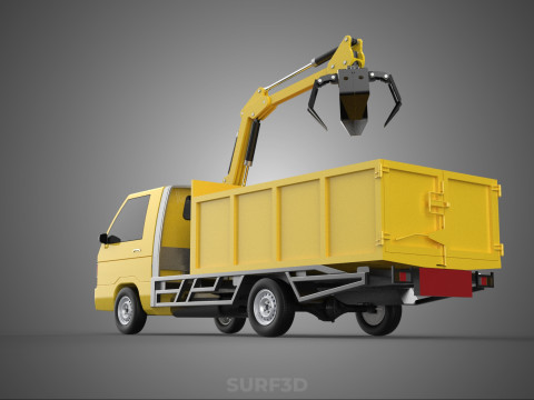 TRUCK HYDRAULIC CRANE GRAPPLE ARM SKIP BIN WASTE RECYCLE PICK UP 3D Model