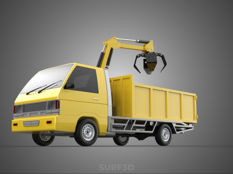 TRUCK HYDRAULIC CRANE GRAPPLE ARM SKIP BIN WASTE RECYCLE PICK UP 3D Model