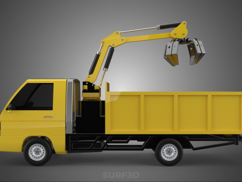 TRUCK HYDRAULIC CRANE GRAPPLE ARM SKIP BIN WASTE RECYCLE PICK UP 3D Model