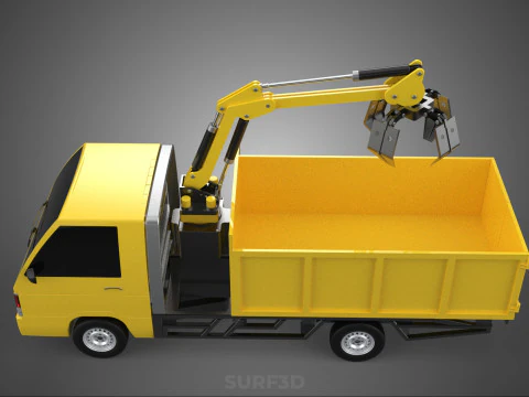 TRUCK HYDRAULIC CRANE GRAPPLE ARM SKIP BIN WASTE RECYCLE PICK UP 3D Model