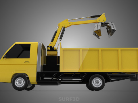 TRUCK HYDRAULIC CRANE GRAPPLE ARM SKIP BIN WASTE RECYCLE PICK UP 3D Model
