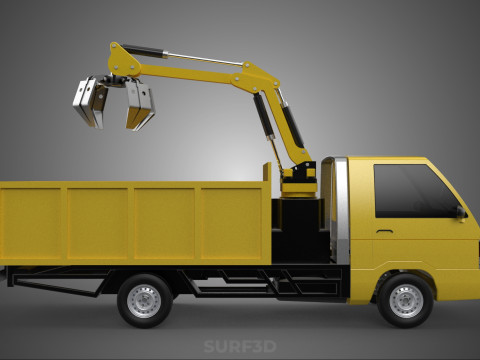 TRUCK HYDRAULIC CRANE GRAPPLE ARM SKIP BIN WASTE RECYCLE PICK UP 3D Model