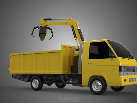 TRUCK HYDRAULIC CRANE GRAPPLE ARM SKIP BIN WASTE RECYCLE PICK UP 3D Model