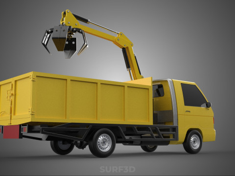 TRUCK HYDRAULIC CRANE GRAPPLE ARM SKIP BIN WASTE RECYCLE PICK UP 3D Model