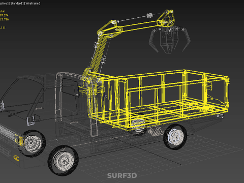 TRUCK HYDRAULIC CRANE GRAPPLE ARM SKIP BIN WASTE RECYCLE PICK UP 3D Model