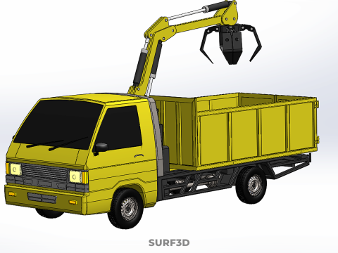 TRUCK HYDRAULIC CRANE GRAPPLE ARM SKIP BIN WASTE RECYCLE PICK UP 3D Model