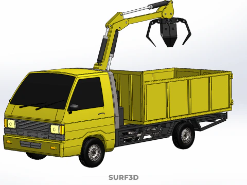 TRUCK HYDRAULIC CRANE GRAPPLE ARM SKIP BIN WASTE RECYCLE PICK UP 3D Model