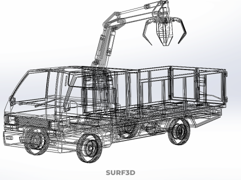 TRUCK HYDRAULIC CRANE GRAPPLE ARM SKIP BIN WASTE RECYCLE PICK UP 3D Model