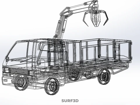 TRUCK HYDRAULIC CRANE GRAPPLE ARM SKIP BIN WASTE RECYCLE PICK UP 3D Model