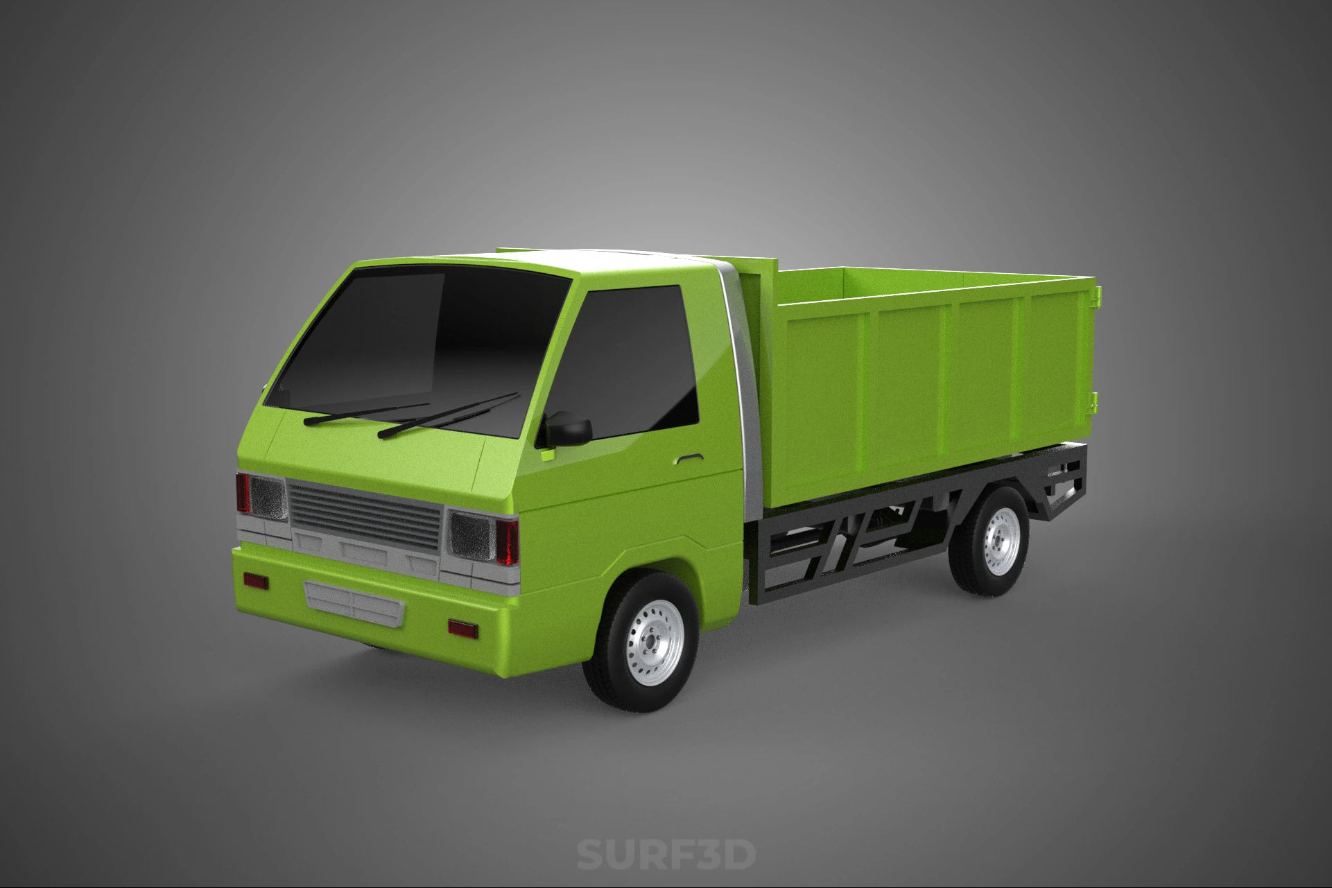 DELICA L300 GARBAGE RUBBISH TRASH WASTE CONTAINER DUMP TRUCK CAR 3D Model .c4d .max .obj .3ds .fbx .stl .blend 