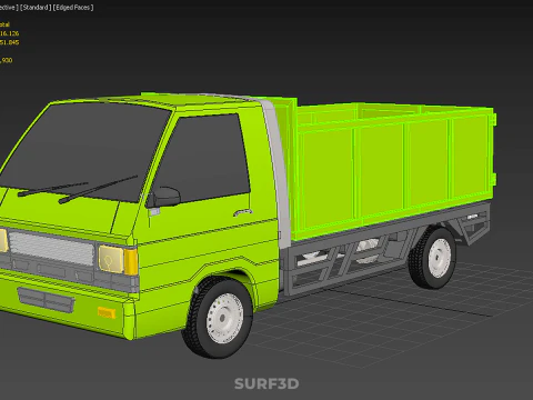 DELICA L300 GARBAGE RUBBISH TRASH WASTE CONTAINER DUMP TRUCK CAR 3D Model