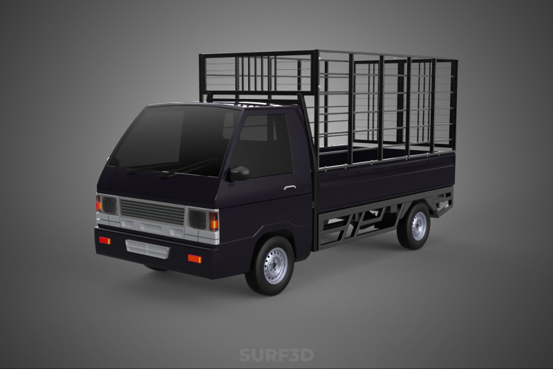 CAGE PICK UP FLAT DECK COLT DELICA L300 PICKUP TRUCK CARGO BED 3D Model .c4d .max .obj .3ds .fbx .stl .blend 