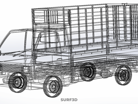 CAGE PICK UP FLAT DECK COLT DELICA L300 PICKUP TRUCK CARGO BED 3D Model