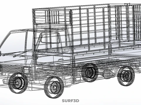 CAGE PICK UP FLAT DECK COLT DELICA L300 PICKUP TRUCK CARGO BED 3D Model
