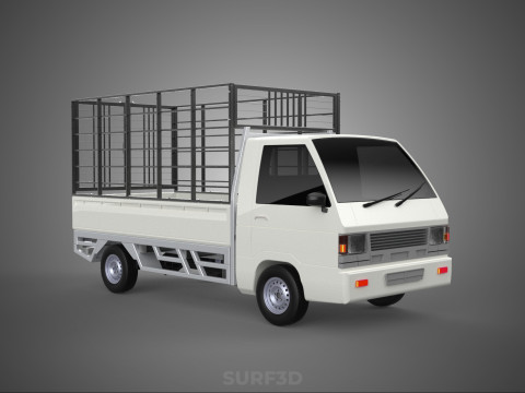 FARM CATTLE PICKUP CAR FLATDECK DELICA L300 TRUCK CAGE CARGO BED Model 3D