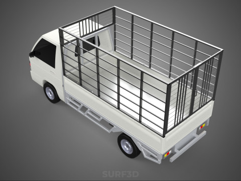 FARM CATTLE PICKUP CAR FLATDECK DELICA L300 TRUCK CAGE CARGO BED Model 3D