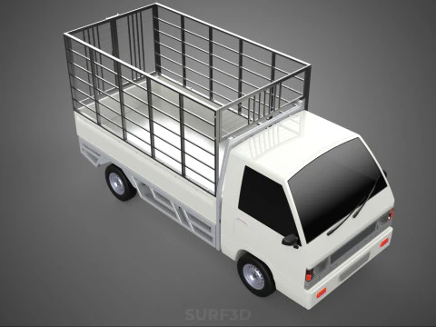 FARM CATTLE PICKUP CAR FLATDECK DELICA L300 TRUCK CAGE CARGO BED 3D Model