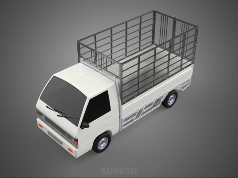 FARM CATTLE PICKUP CAR FLATDECK DELICA L300 TRUCK CAGE CARGO BED 3D Model