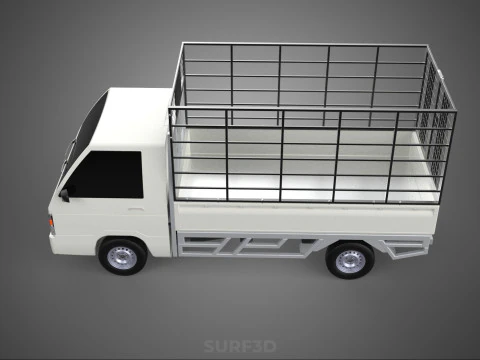 FARM CATTLE PICKUP CAR FLATDECK DELICA L300 TRUCK CAGE CARGO BED 3D Model