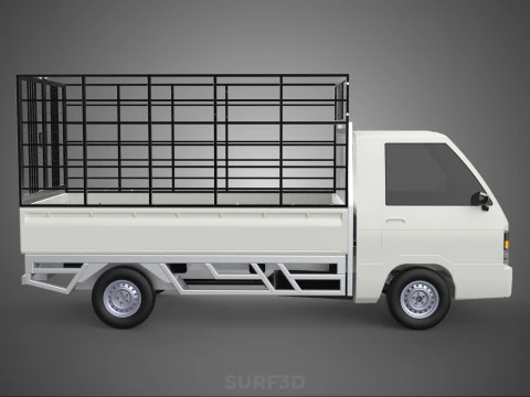 FARM CATTLE PICKUP CAR FLATDECK DELICA L300 TRUCK CAGE CARGO BED 3D Model